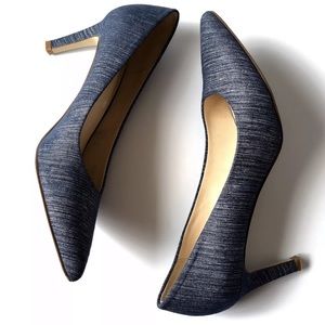 Nine West Blue Pumps Heels Subtle Stripes